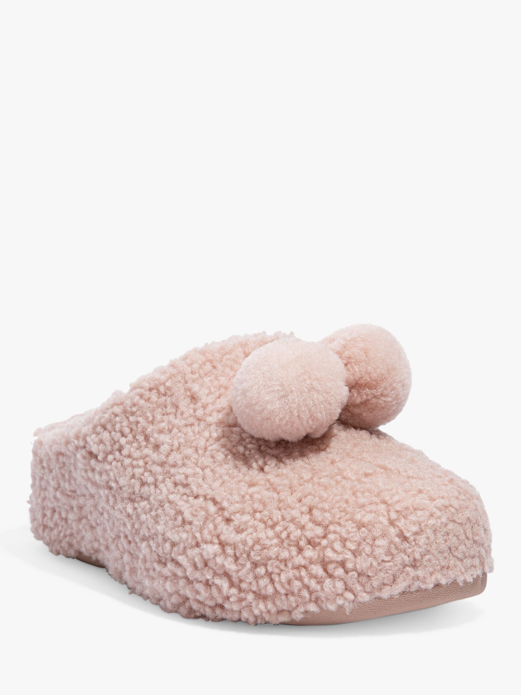 FitFlop Shuv Pom Pom Shearling Clog Slippers, Beige