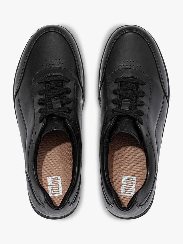 FitFlop Rally X Lace Up Leather Trainers, All Black