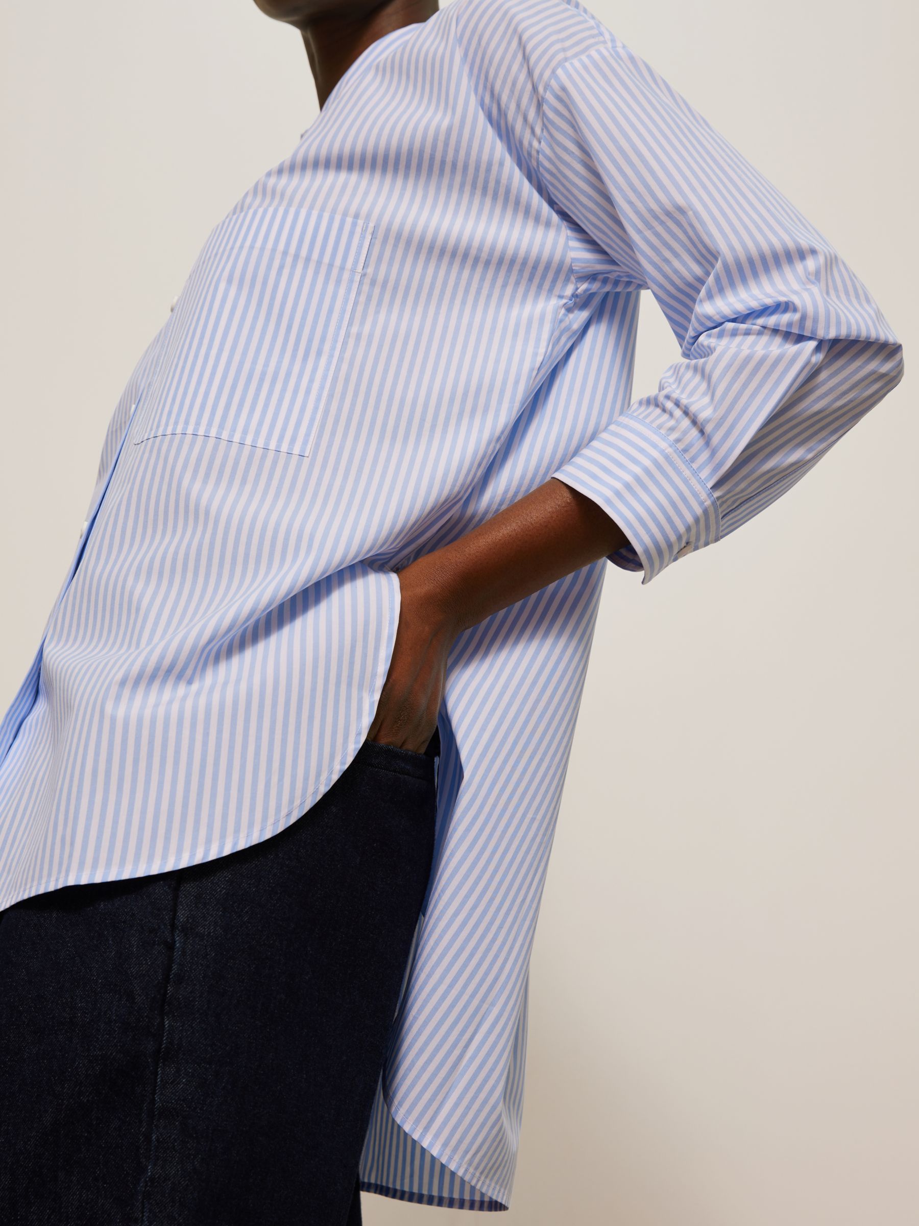 Kin Oversized Stripe Shirt, Blue at John Lewis & Partners