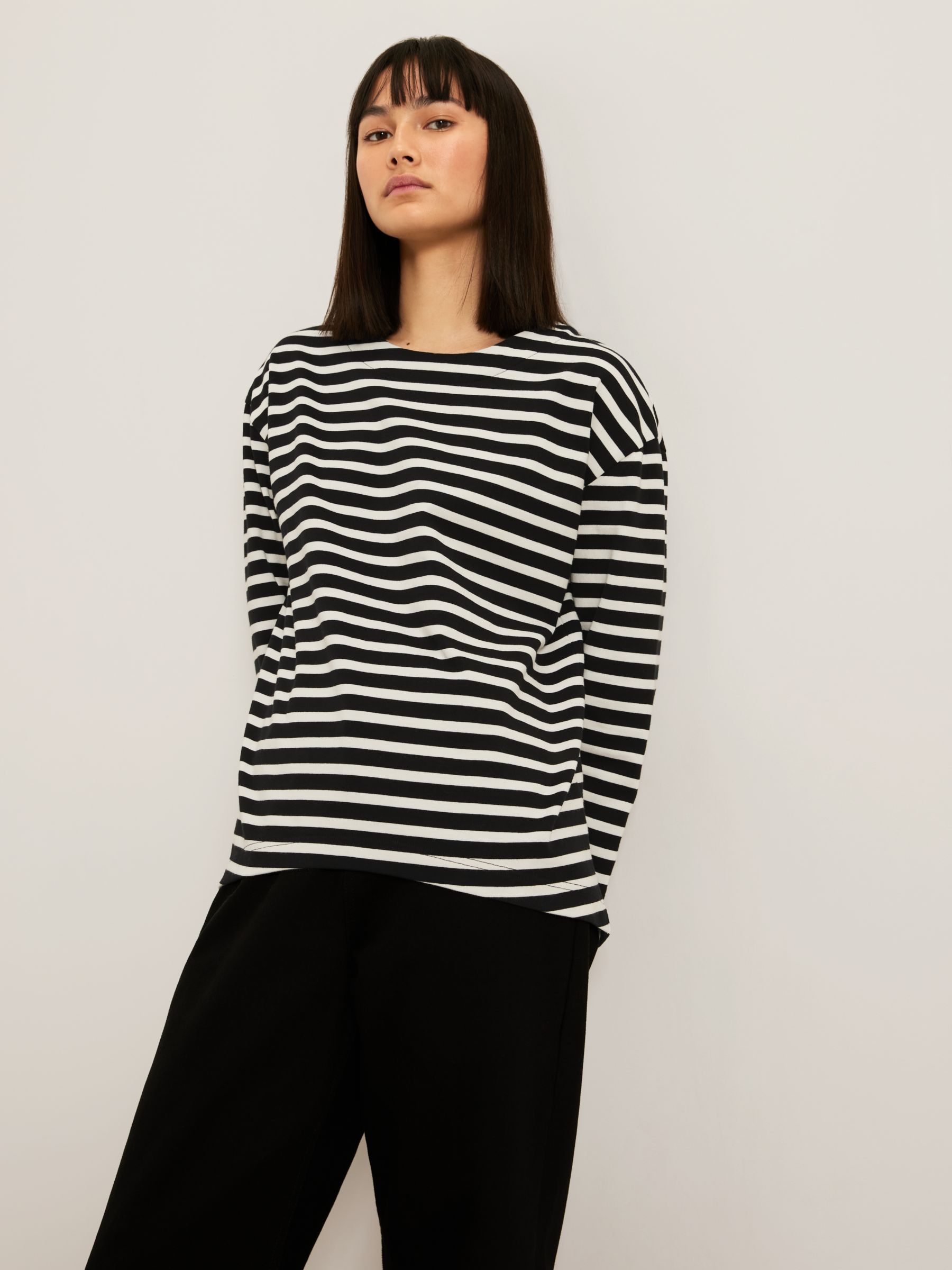 Kin Breton Stripe Jersey Top, Black/White, XS