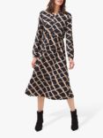 Phase Eight Loren Abstract Print Shirt Dress, Black/Camel