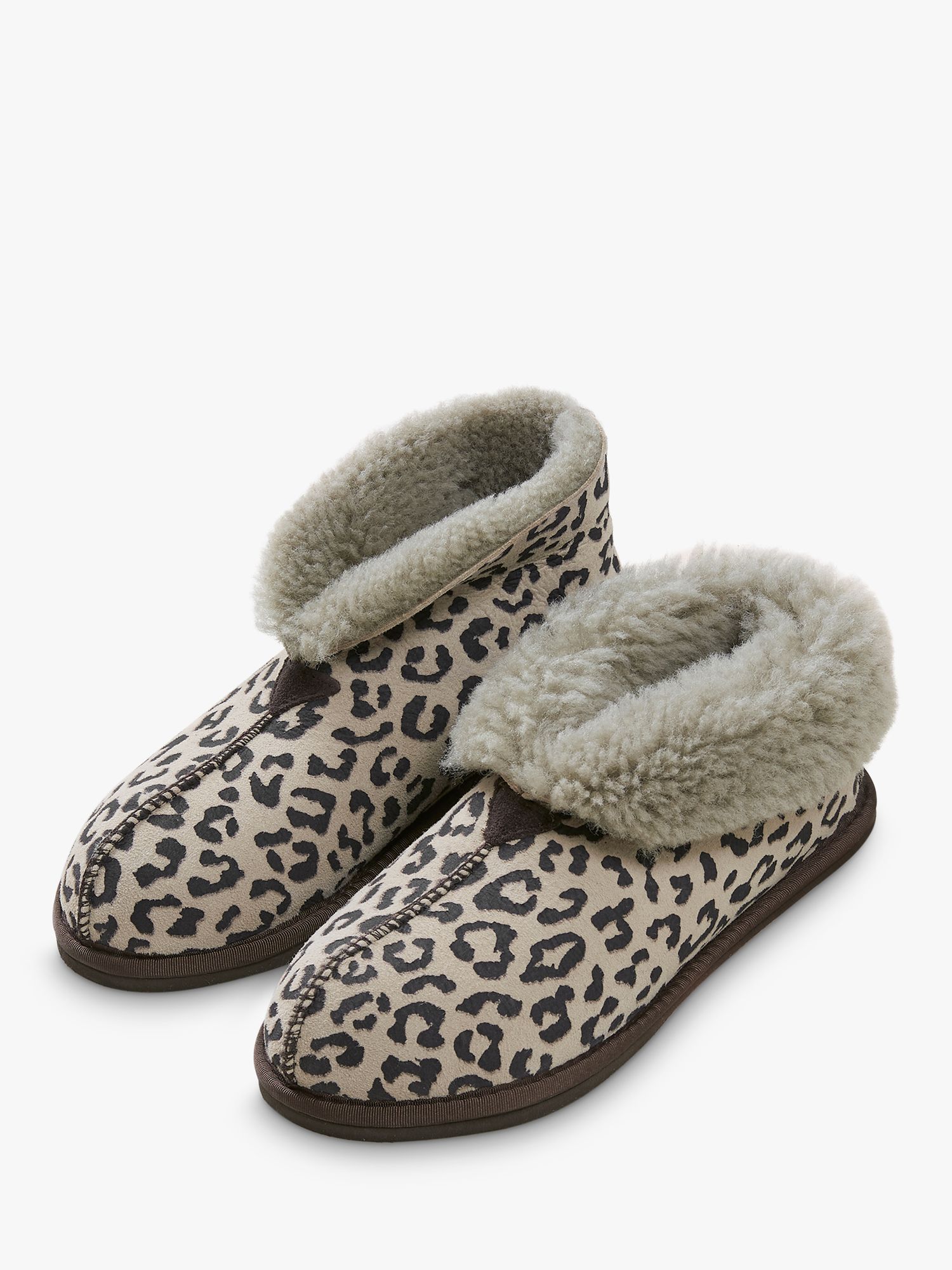 Buy Celtic & Co. Sheepskin Bootee Slippers, Leopard Online at johnlewis.com