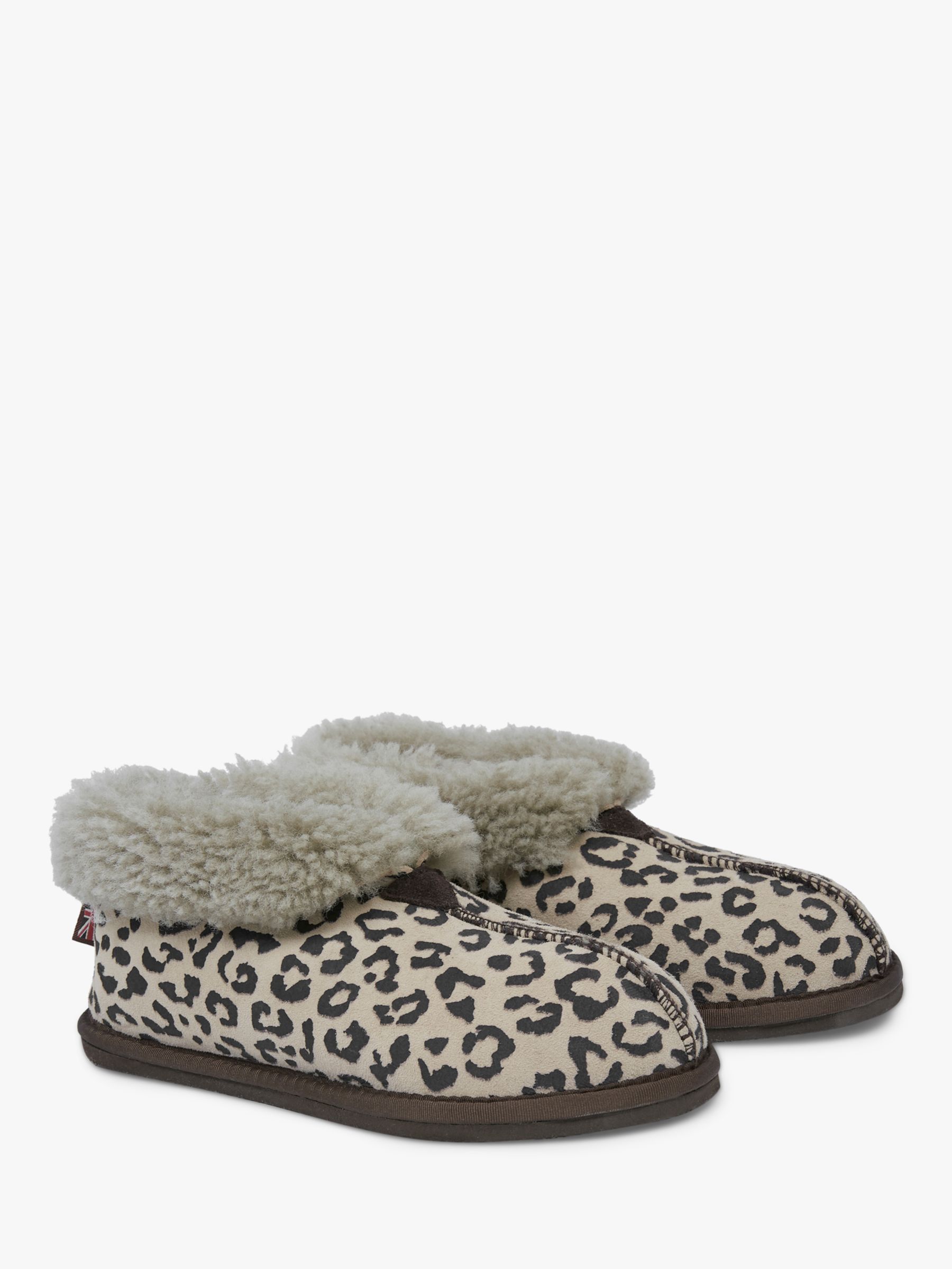 Buy Celtic & Co. Sheepskin Bootee Slippers, Leopard Online at johnlewis.com