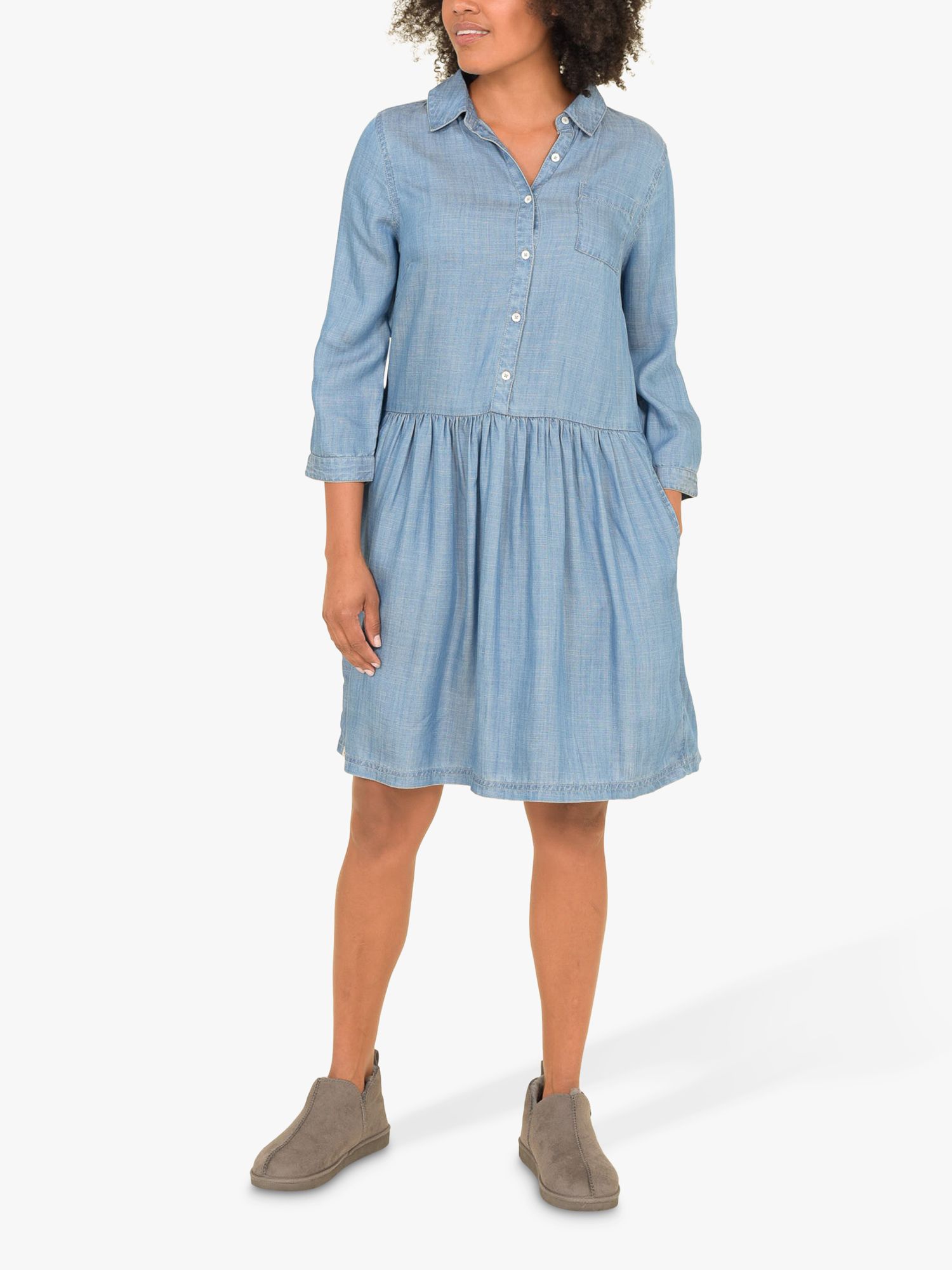 Brakeburn Loose Fit Denim Shirt Dress, Light Blue at John Lewis & Partners