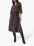 French Connection Alison Floral Print Pleated Dress, Dark Springs