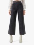 French Connection Piper Cropped Wide Leg Jeans, Washed Black
