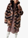 French Connection Dallow Faux Fur Hooded Coat, Bitter Chocolate