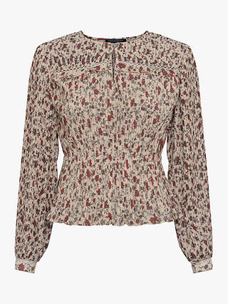 French Connection Alison Floral Top, Cream/Multi