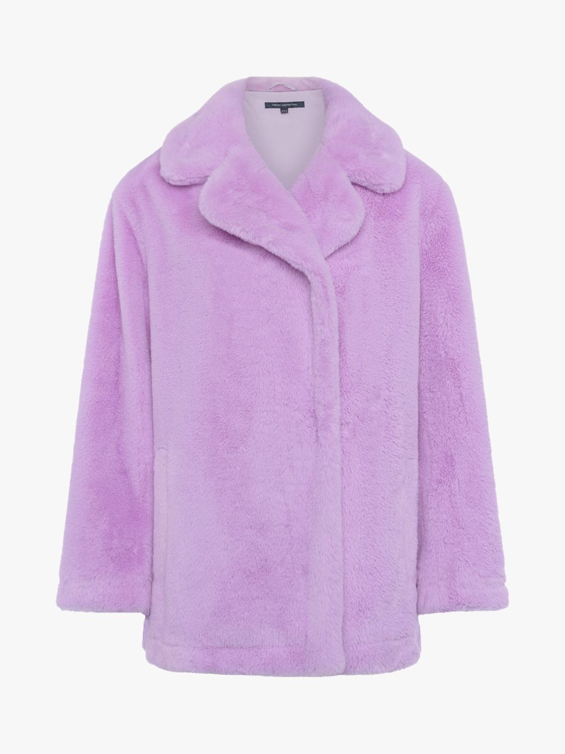 French Connection Buona Short Teddy Coat, Violet Tulle at John Lewis ...