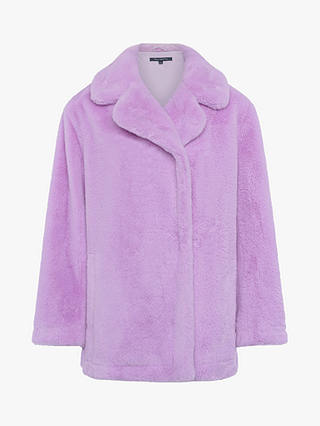 French Connection Buona Short Teddy Coat, Violet Tulle at John Lewis ...