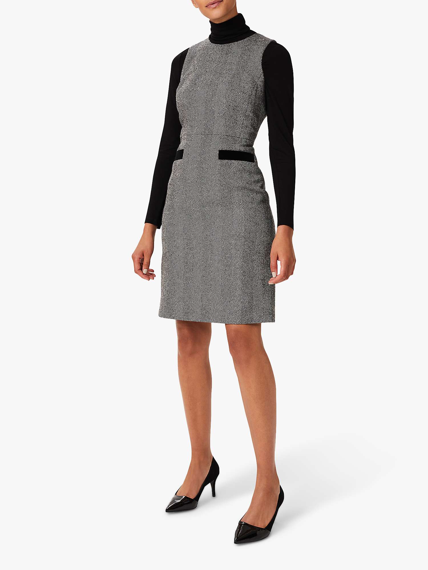 Buy Hobbs Lucia Wool Shift Mini Dress, Black/Ivory Online at johnlewis.com