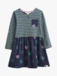White Stuff Kids' Split Stripe & Stamp Dress, Navy