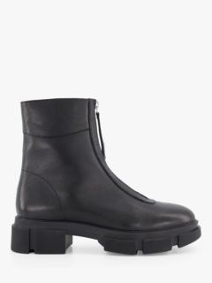 Dune Path Leather Chunky Ankle Boots, Black, 3