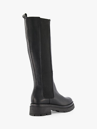 Dune Tempas Leather Chunky Knee Boots, Black