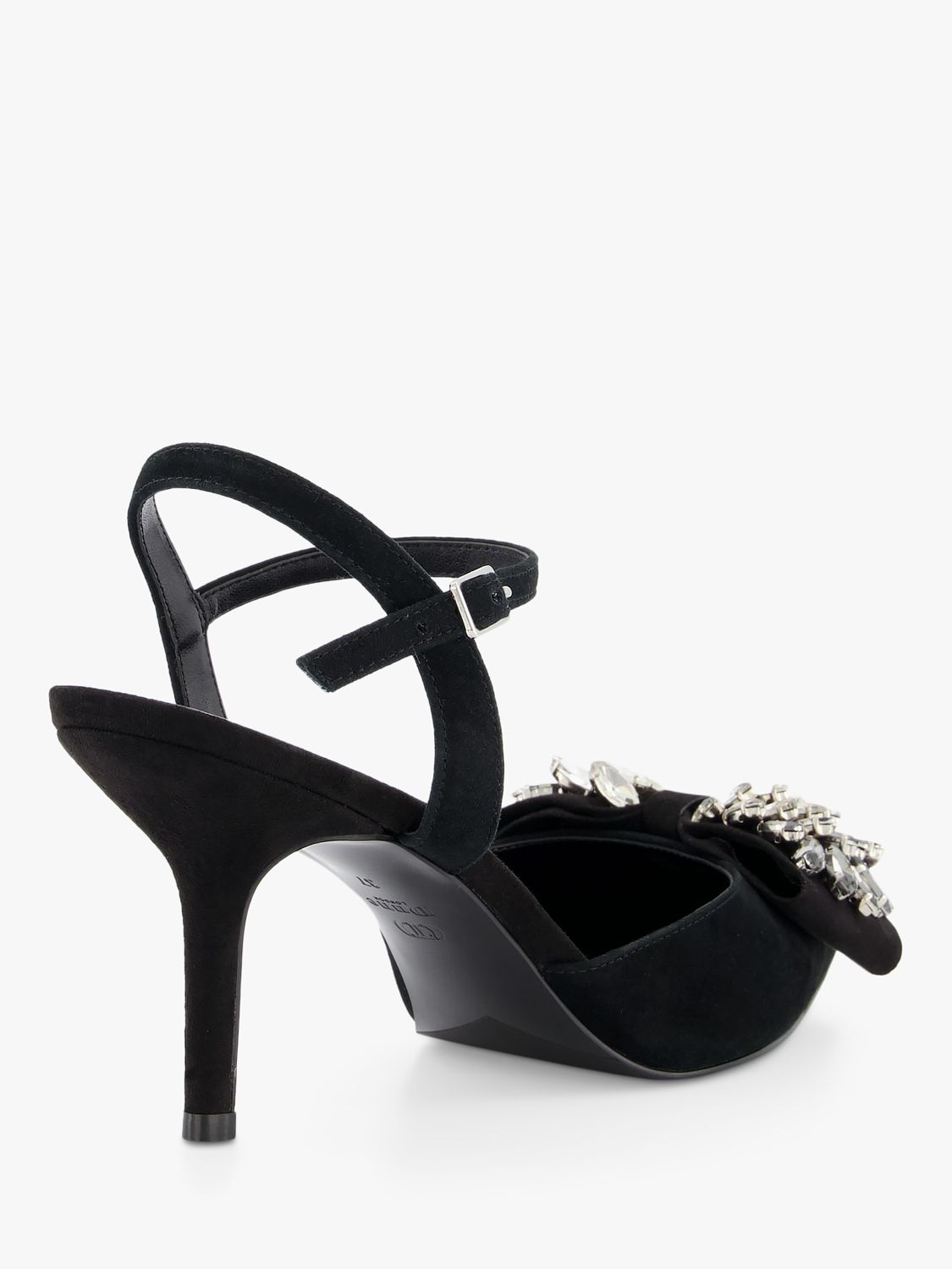 Dune Charming Suede Embellished Court Shoes, Black at John Lewis & Partners