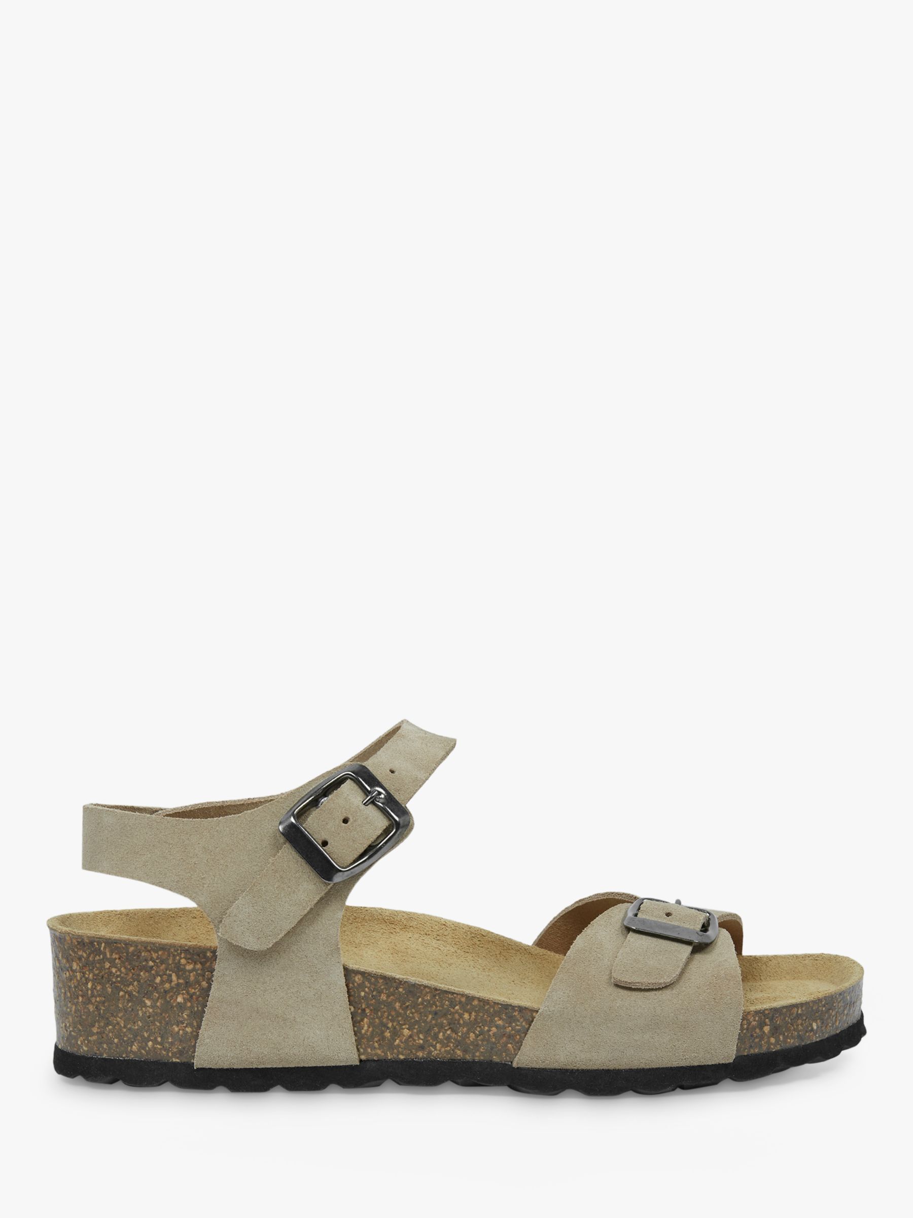 Celtic & Co. Low Wedge Double Buckle Sandals, Camel at John Lewis ...