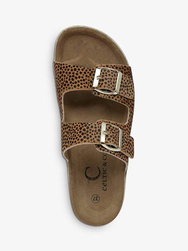 Celtic & Co. Suede Double Buckle Footbed Sandals, Leopard