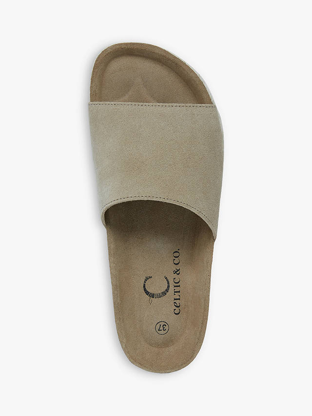 Celtic & Co. Suede Slip On Sandals, Camel