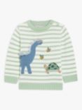 John Lewis & Partners Baby Dino Stripe Knit Jumper, Multi
