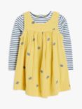 John Lewis Baby Stripe Top & Bee Dress Set, Yellow