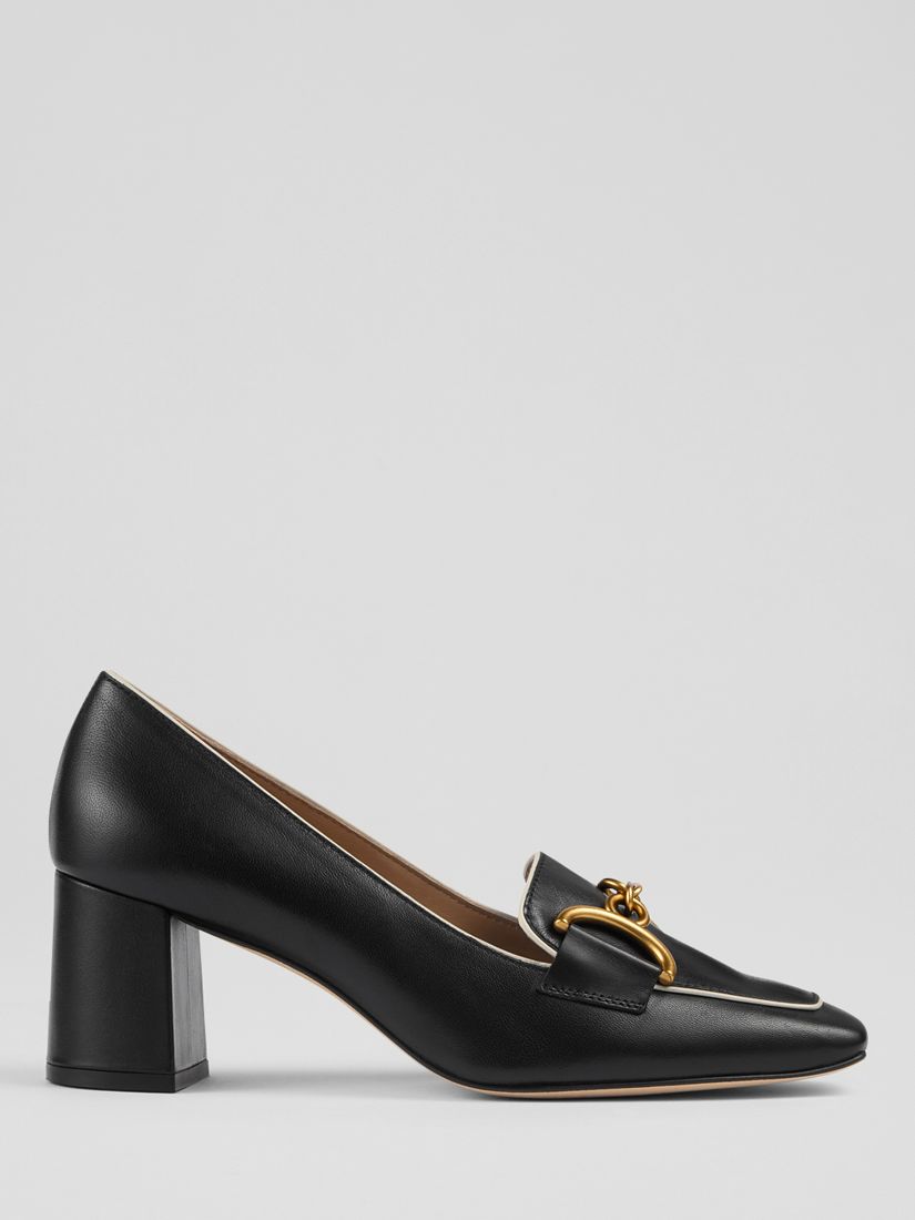 L.K.Bennett Samantha Leather Snaffle-Detail Court Shoes, Black, 2