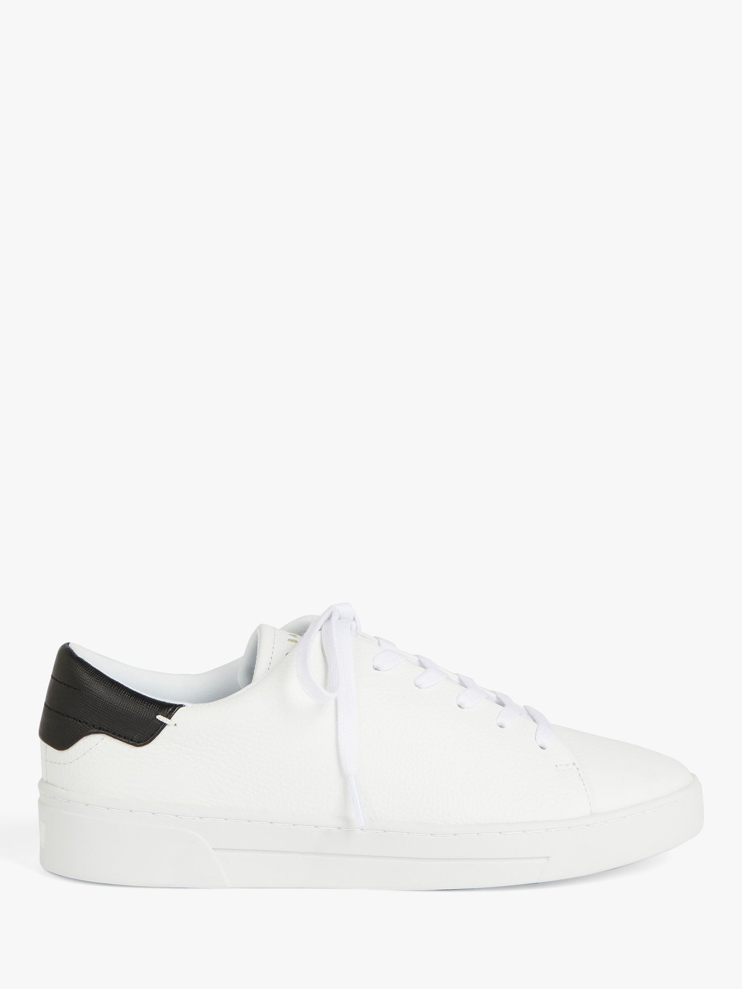 Ted Baker Tumbled Leather Low Top Trainers, White/Black, 3