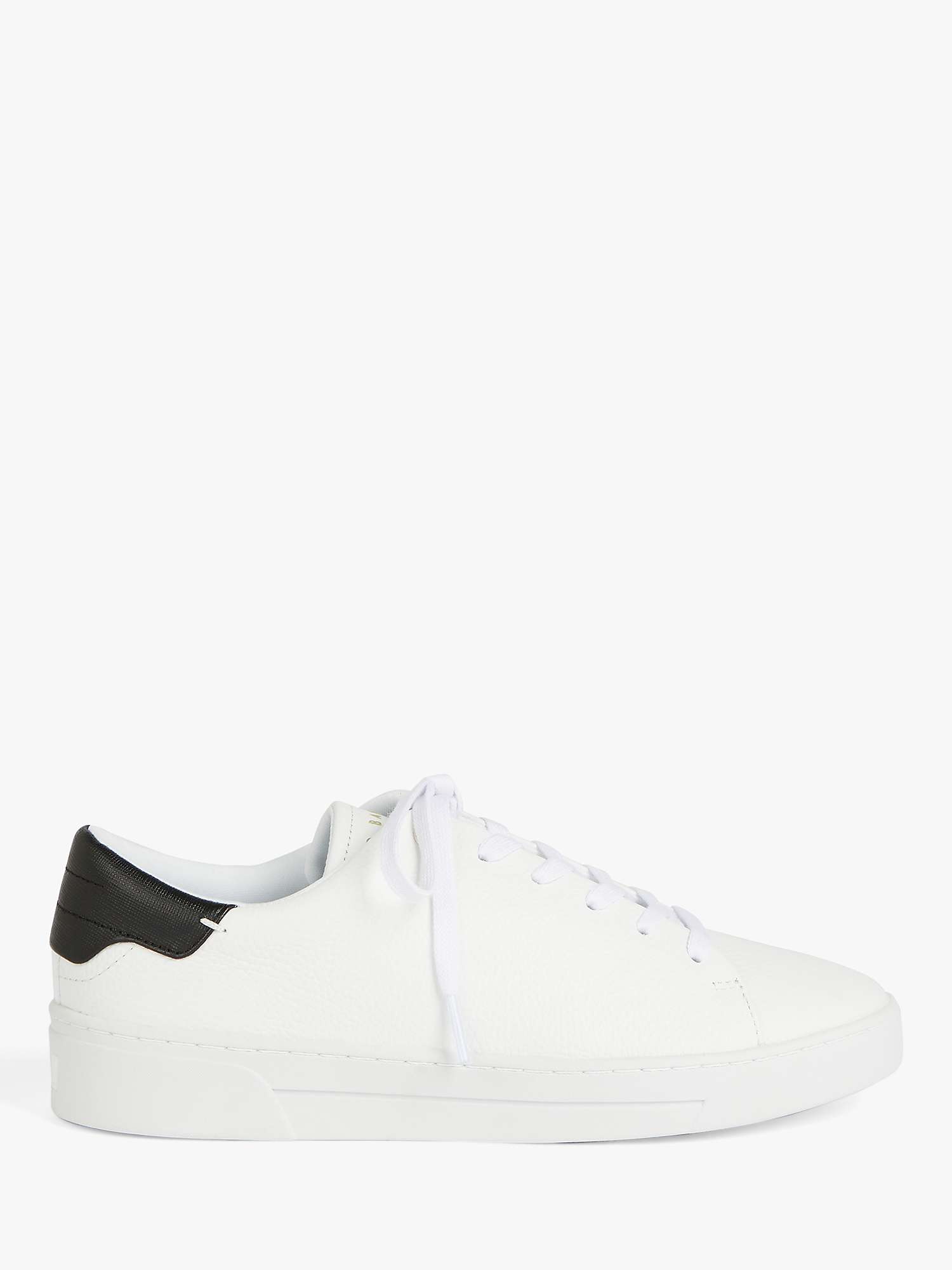 Buy Ted Baker Tumbled Leather Low Top Trainers, White/Black Online at johnlewis.com
