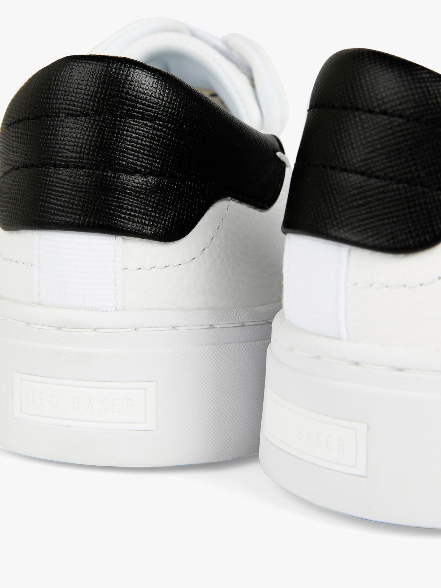 Ted Baker Tumbled Leather Low Top Trainers, White/Black at John Lewis ...