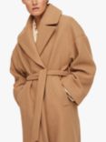Mango Time Wool Blend Belted Coat, Medium Brown