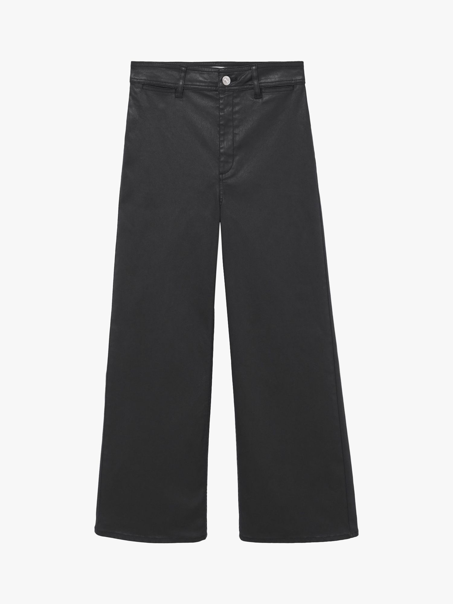 Mango Catherine High Waist Waxed Denim Jeans, Black, 4