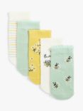 John Lewis & Partners Baby Bees Socks, Pack of 5, Multi