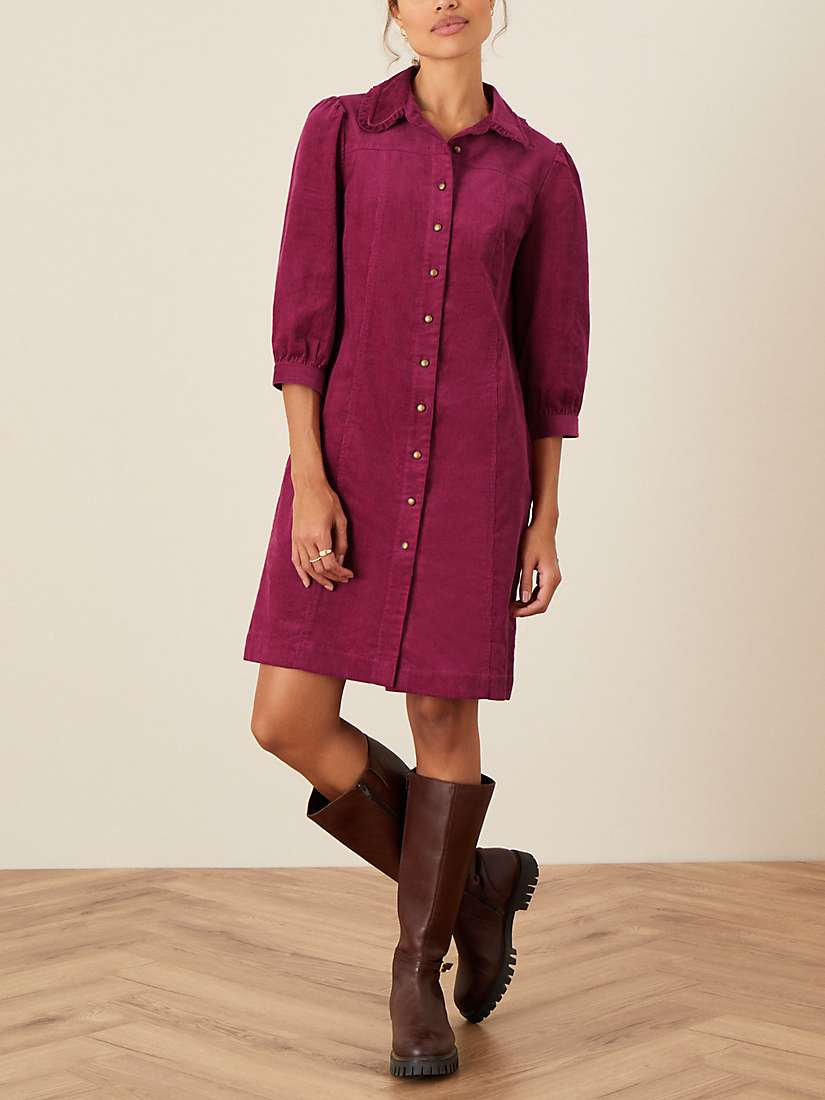 Buy Monsoon Eliza Collared Cord Shirt Dress, Berry Online at johnlewis.com