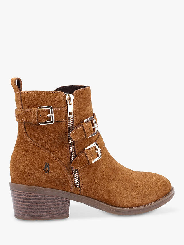 Hush Puppies Jenna Block Heel Suede Ankle Boots, Tan