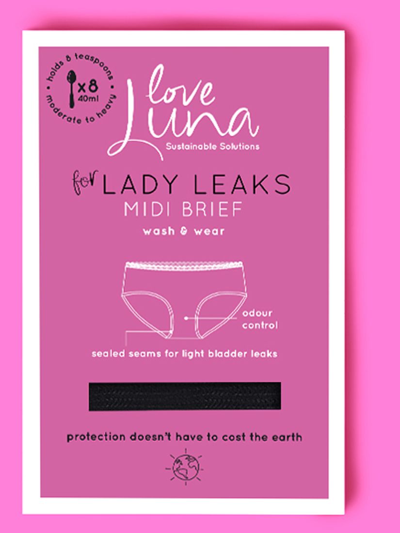 Love Luna Lady Leaks Midi Knickers, Black at John Lewis & Partners