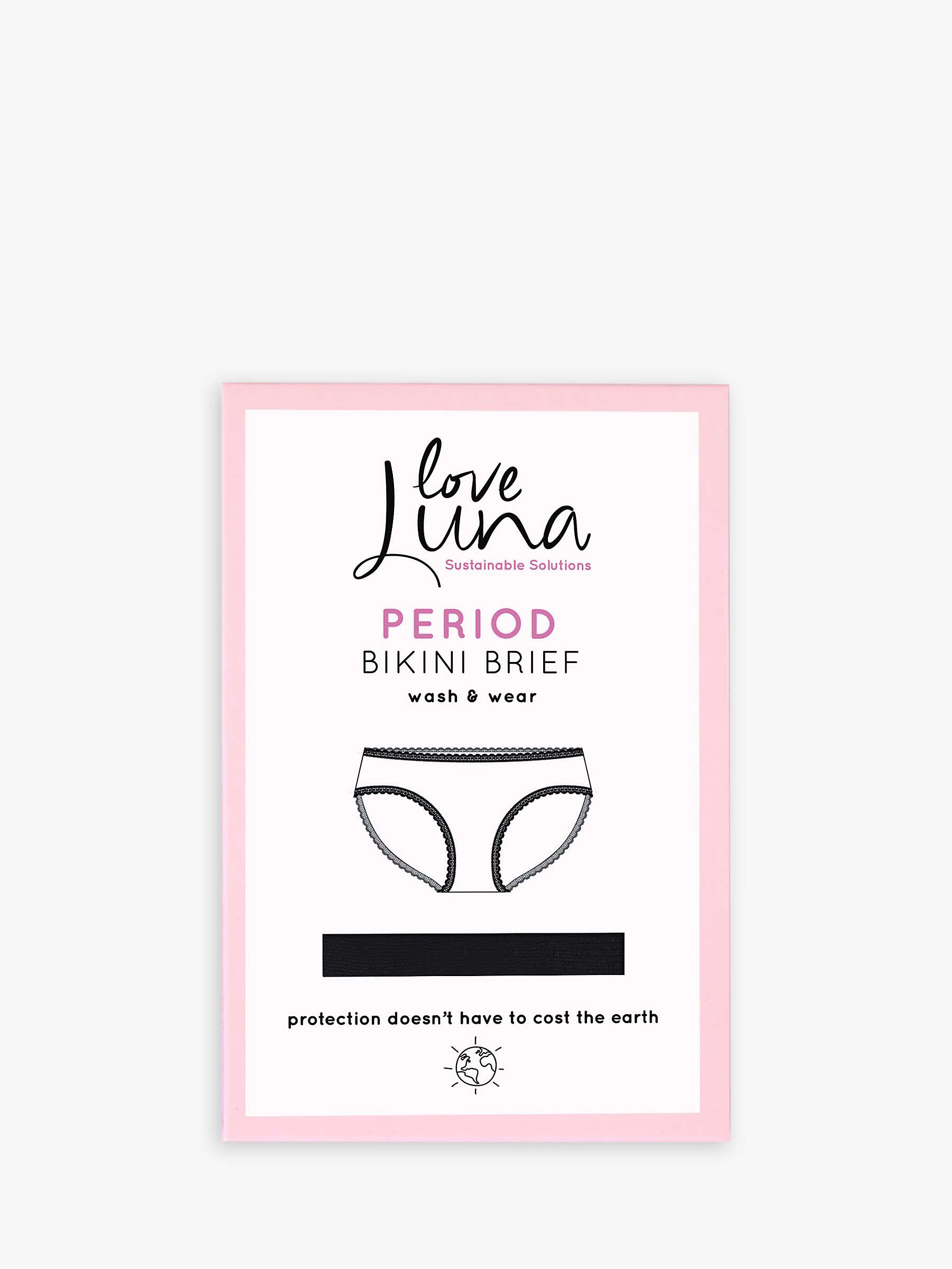 Buy Love Luna Period Proof Bikini Knickers, Black Online at johnlewis.com