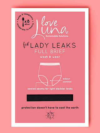 Love Luna Lady Leaks Full Brief Knickers, Black