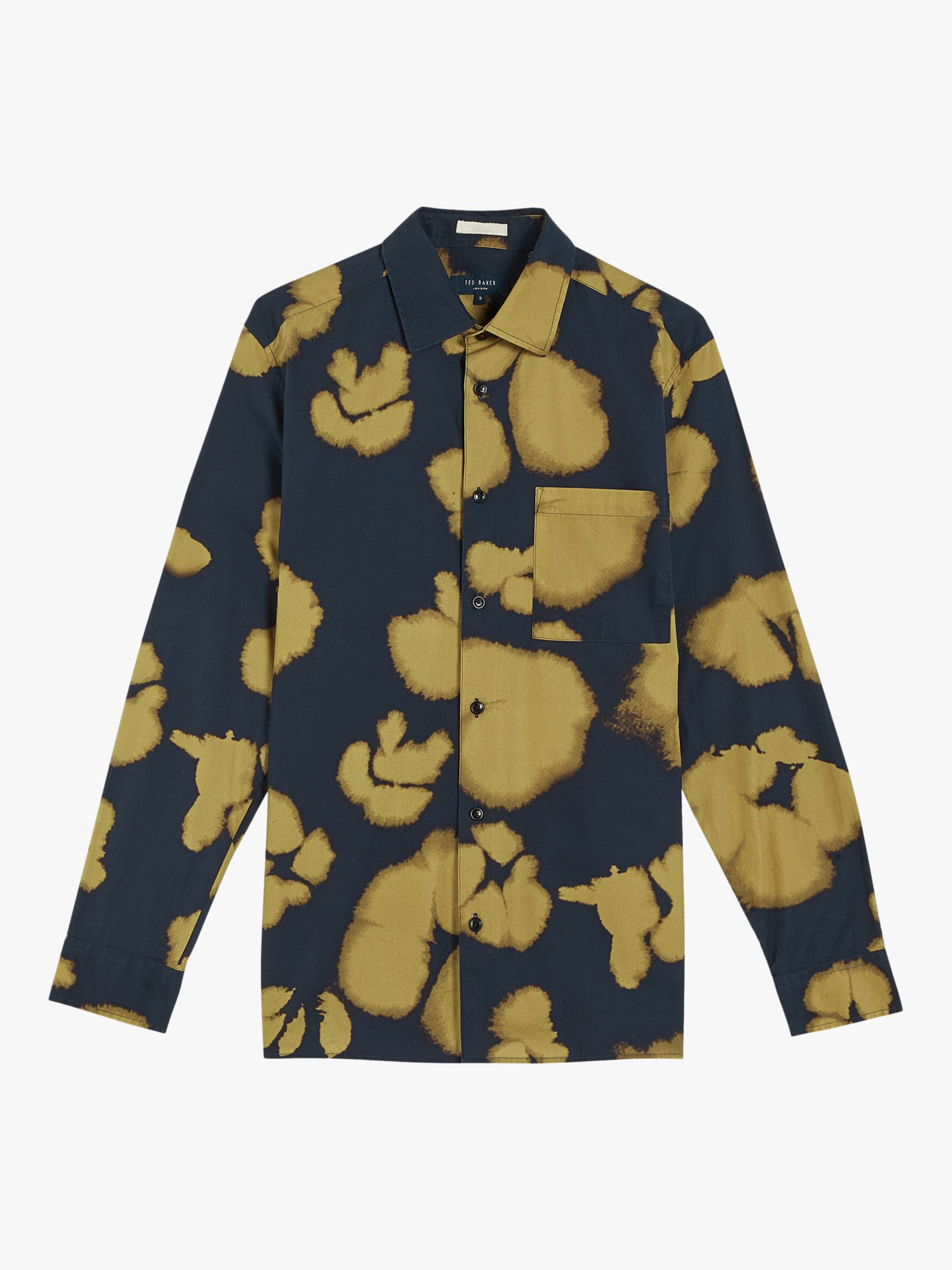Ted Baker Booktim Abstract Shirt, Navy/Yellow
