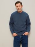 John Lewis Pique Cotton Interlock Sweatshirt, Blue Fog
