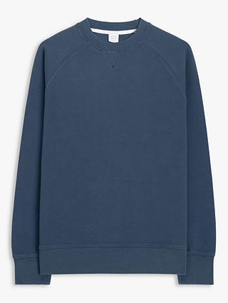 John Lewis Pique Cotton Interlock Sweatshirt, Navy