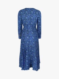 Ro&Zo Ditsy Floral Print Midi Wrap Dress, Blue/Black, 6