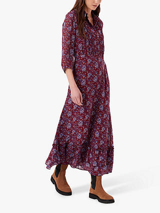 Brora Silk Floral Print Shirt Dress, Port/Multi