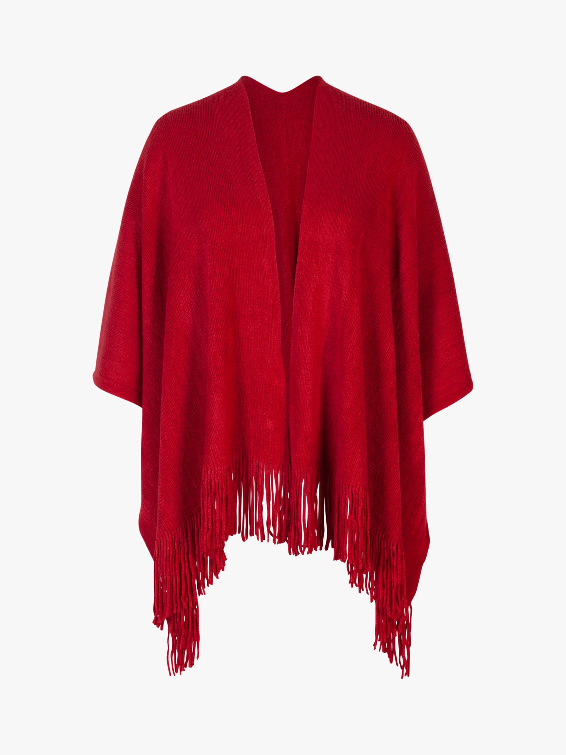 chesca Fringed Wrap, Red at John Lewis & Partners