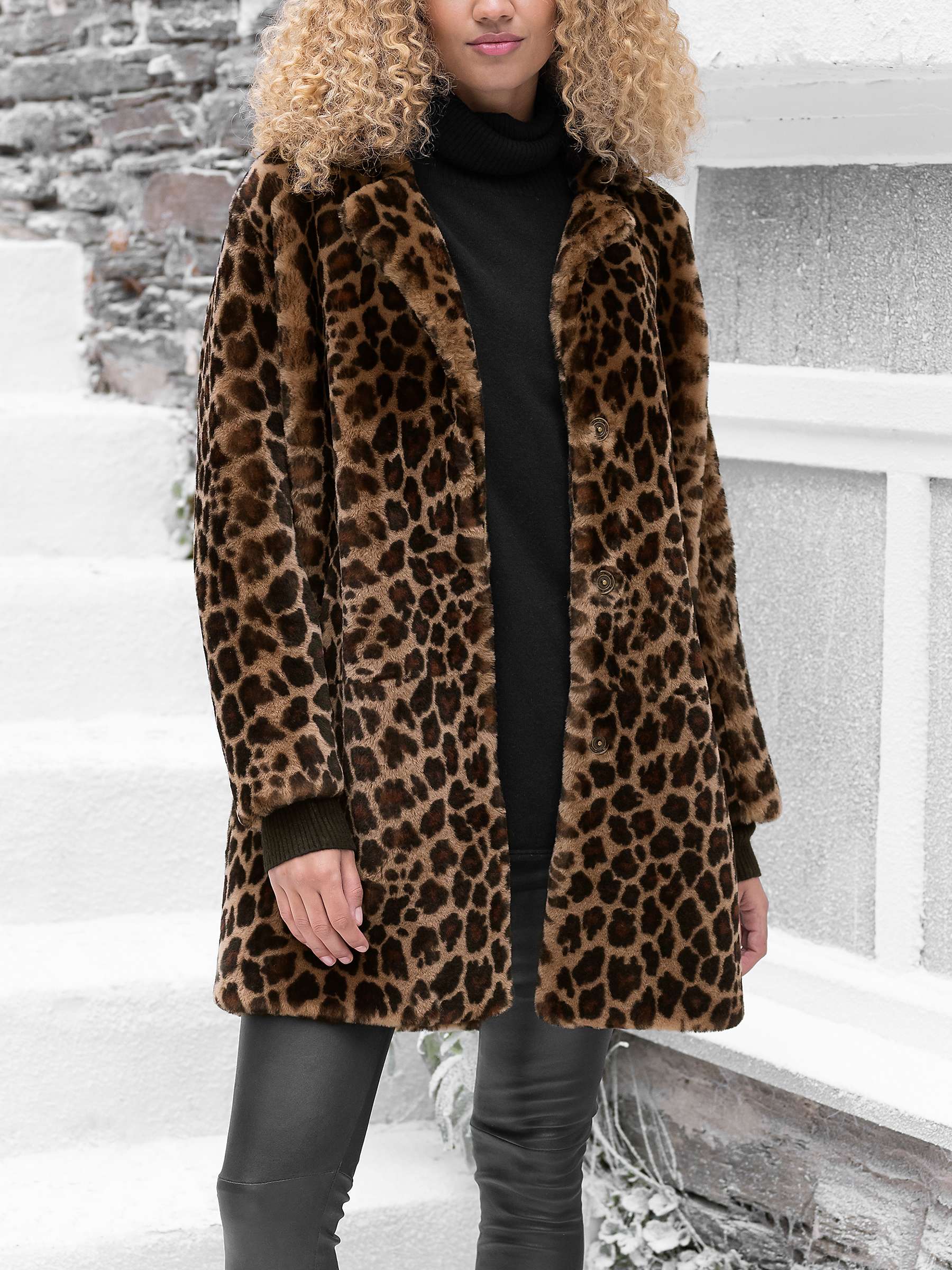 Buy Celtic & Co. Leopard Print Sheepskin Coat, Brown Online at johnlewis.com