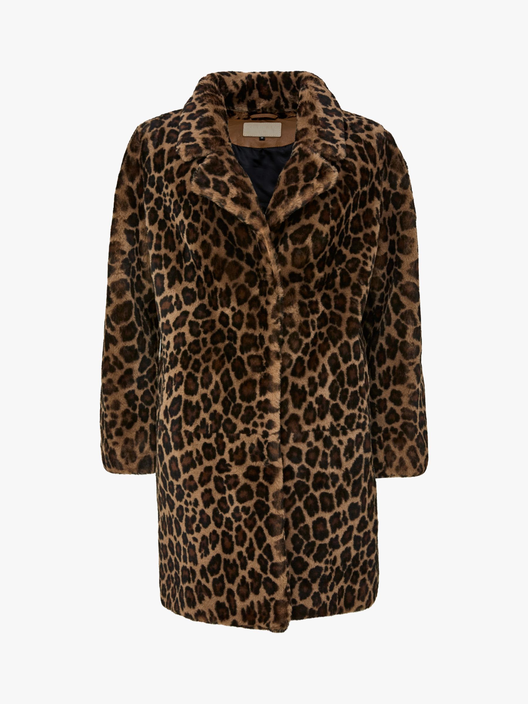 Celtic & Co. Leopard Print Sheepskin Coat, Brown, 8