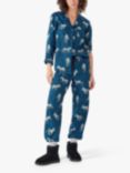 hush Elsa Fun Zebra Print Organic Cotton Pyjama Set, Midnight