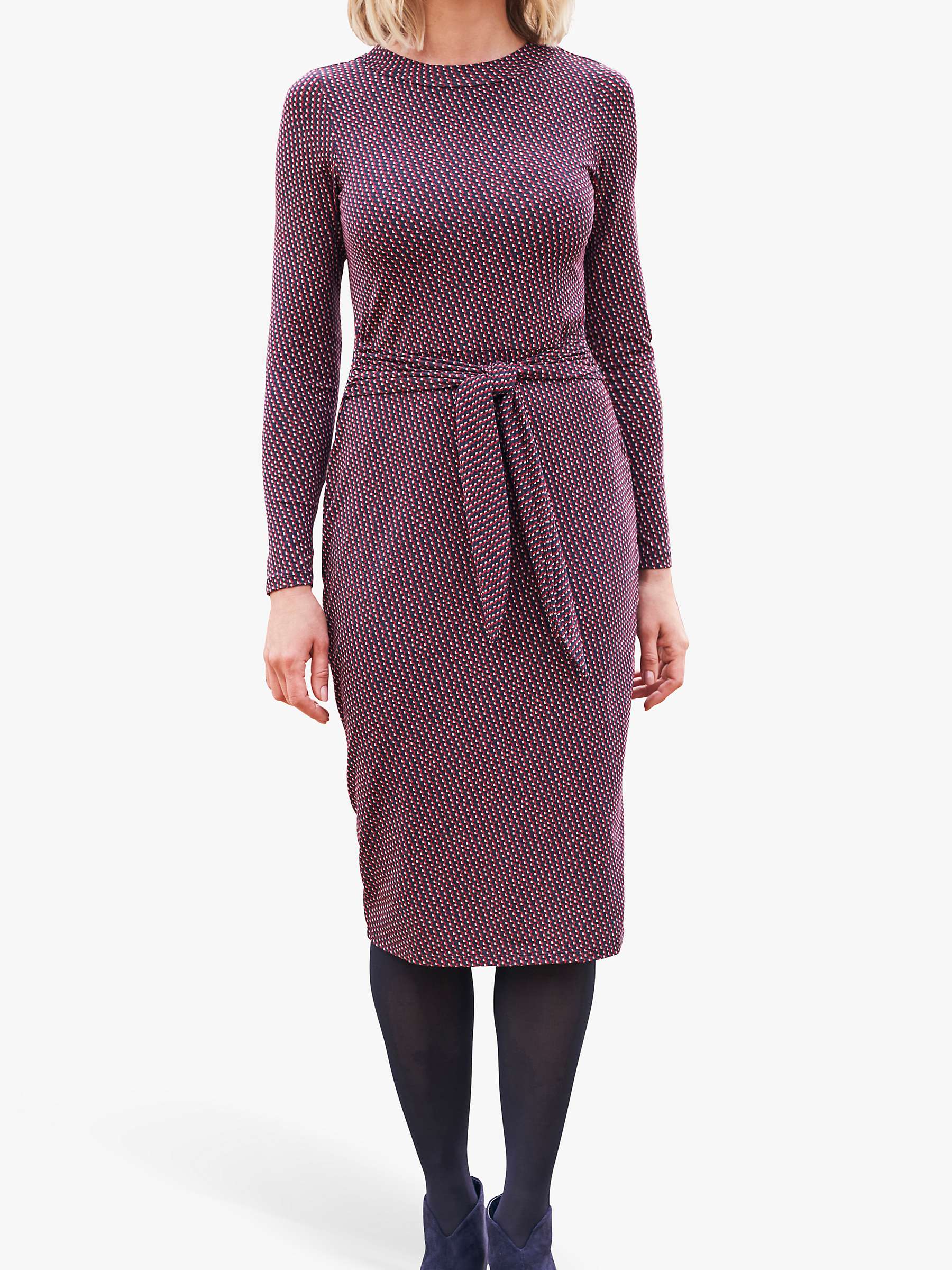 Buy Pure Collection Tie Front Jersey Dress, Multi Online at johnlewis.com