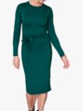 Pure Collection Tie Front Jersey Dress, Teal