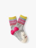 White Stuff Kids' Berta Cat Cosy Socks, Pink/Multi
