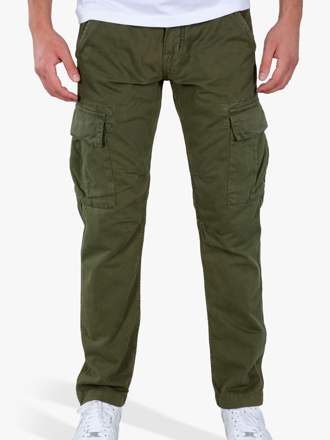 Alpha Industries Agent Cargo Trousers, Dark Olive at John Lewis & Partners