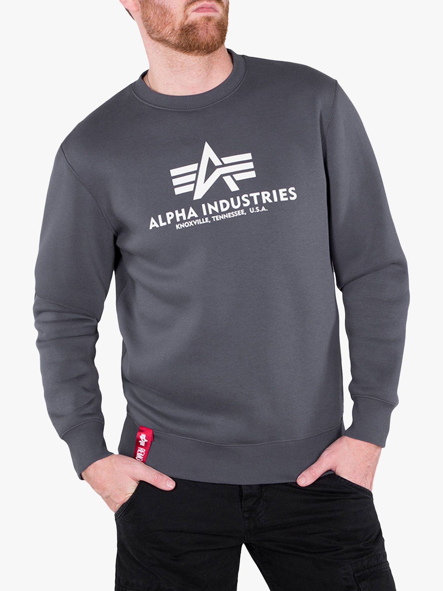 Top-Marke Alpha Industries Basic Logo Sweatshirt, Grey/Black, 136 XS